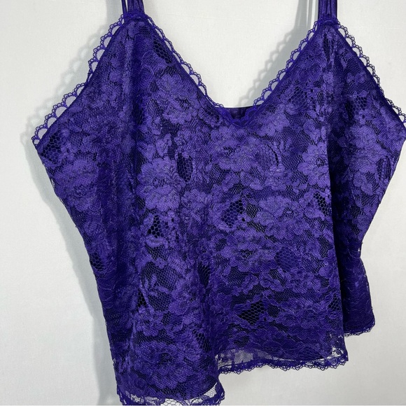 Victoria’s Secret Gold Label 90s Vintage Purple Lace Cropped Tank Top Medium M - Picture 5 of 5
